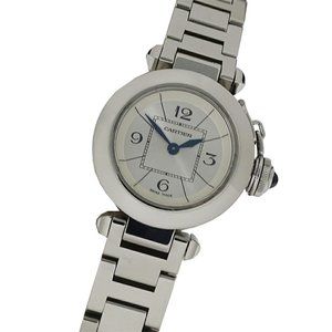 Cartier Miss Pasha Women's Quartz Stainless Steel Watch W3140007 Silver Round...